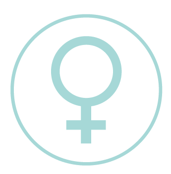 Light blue icon of the female gender symbol (Venus symbol).